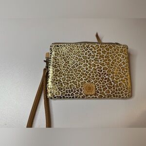 Consuela Chic Gold Leopard Patterned Animal print Women's wristlet